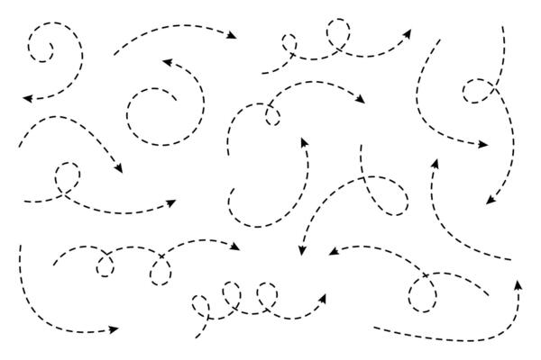 Curved dotted arrow. Zigzag arrow stripes design with dotted lines.