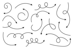 Collection of curve arrows. Set simple curved hand drawn arrows. vector