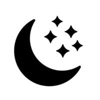 Crescent moon with stars icon on white background. Night icon. Crescent moon icon. vector
