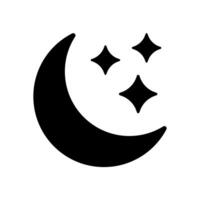 Crescent moon with stars icon on white background. Night icon. Crescent moon icon. Minimalist style. vector