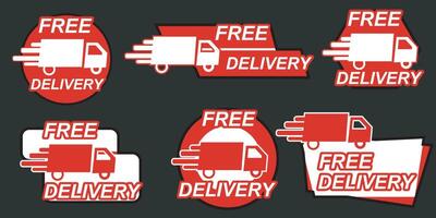 Symbol Set. Free Delivery logo with Car illustration and text. illustration vector