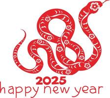 A snake with red paper cut out and the words happy new year vector