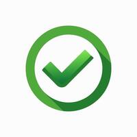 Checkbox checked tick box poll vote round circle icon symbol, check mark green checkmark isolated on white background, checked icon or correct choice sign, pictogram vector