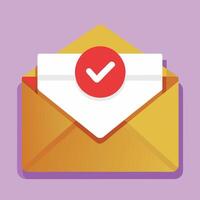 Envelope with confirmed document icon vector