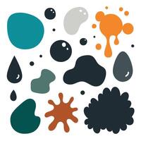 Freeform blobs and specks with a splash-like style, resembling ink splatters that form asymmetrical patterns. The texture is smooth yet organic, emphasizing a modern and expressive design aesthetic. vector