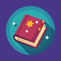 A book with a star on it in a flat design vector