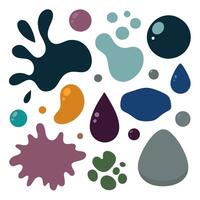 A silhouette of organic shapes resembling random ink blotches with uneven edges. This element has the character of splashes or artistic flecks, perfect for abstract designs. vector