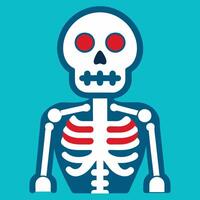 A skeleton with red eyes and a red nose vector