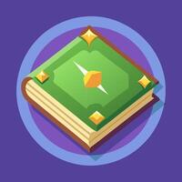 A green book with a compass on top vector