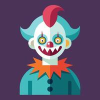 Creepy Clown Face with Red Hair vector