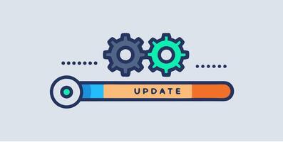 Illustration depicting update, upgrade, and loading system processes. Ideal for app progress visuals, system notifications, and web design elements. Modern style. vector