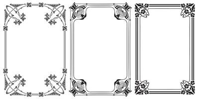 Frames with style Art Nouveau ornament set. vector