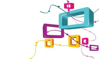 Colorful 3D Abstract Shapes with Curved Lines vector