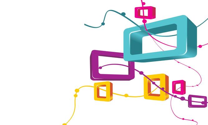 Colorful 3D Abstract Shapes with Curved Lines