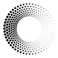 Halftone dot swirl or tornado shape. Gradient circle. Pop art retro style. vector
