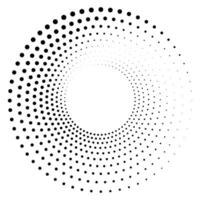 Black dottedhalftone texture. Dot swirl or tornado shape. Gradient circle. Pop art retro style. vector