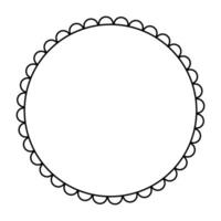 Black Wiggly Outline Frame with Corrugated Edges Isolated on White. Simple Round Zig Zag Border. vector