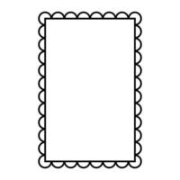 Black Outline Square Frame with Frills Edges Isolated on White. Zig Zag Wiggly Border. vector