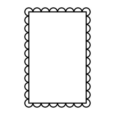 Black Outline Square Frame with Frills Edges Isolated on White. Zig Zag Wiggly Border.