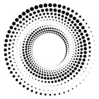 Black round halftone texture. Dotted radial swirl. Pop art retro style. vector