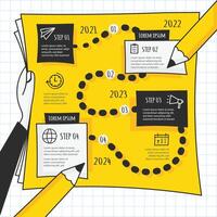 Roadmap outlining steps for project development from 2022 to 2024 with clear action items and timelines vector