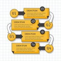 Unique infographic design showcasing a step-by-step process with numbered sections in bold colors on grid background vector