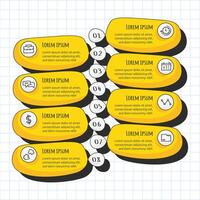 Creative infographic design showcasing eight distinct sections with icons and text for information display vector