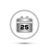 Christmas day calendar icon design in silver color style vector