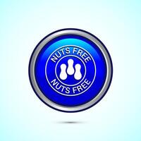 Peanuts free icon, No nuts label. Allergen free logo illustration, Blue Color Round Button Design vector