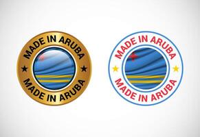 Made in Aruba label icon with flag. Icon set for business, badge, seal, sticker, logo, and symbol vector