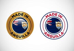 Made in Anguilla label icon with flag. Icon set for business, badge, seal, sticker, logo, and symbol vector