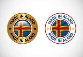 Made in Aland label icon with flag. Icon set for business, badge, seal, sticker, logo, and symbol vector