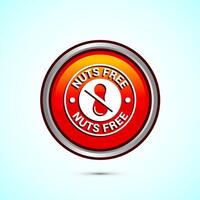 Peanuts free icon, No nuts label. Allergen free logo illustration, Orange Color Round Button Design vector