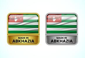 Made in Abkhazia label icon in gold and silver color. Flag icon set for business vector