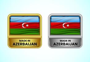 Made in Azerbaijan label icon in gold and silver color. Flag icon set for business vector