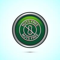 Peanuts free icon, No nuts label. Allergen free logo illustration, Green Color Round Button Design vector