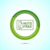 Peanuts free icon, No nuts label. Allergen free logo illustration, Green Color Button Design vector