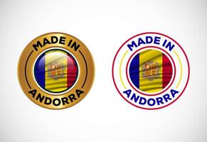Made in Andorra label icon with flag. Icon set for business, badge, seal, sticker, logo, and symbol vector