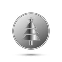 Christmas tree icon design in silver color style vector