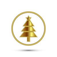Christmas tree icon design in gold color style vector