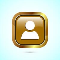User profile icon design illustration, User profile avatar, Gold Color Square Button Design vector