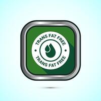 Trans fat free icon design illustration, Zero trans fat icon for healthy concept, Green Shadow Button Design vector