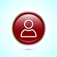 User profile icon design illustration, User profile avatar, Red Color Round Button Design vector