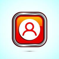 User profile icon design illustration, User profile avatar, Orange Color Square Button Design vector
