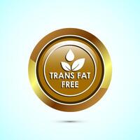 Trans fat free icon design illustration, Zero trans fat icon for healthy concept, Gold Color Round Button Design vector