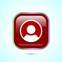 User profile icon design illustration, User profile avatar, Red Color Square Button Design vector