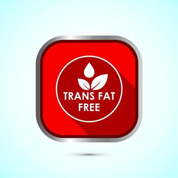 Trans fat free icon design illustration, Zero trans fat icon for healthy concept, Red Shadow Button Design vector