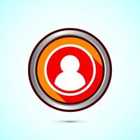 User profile icon design illustration, User profile avatar, Orange Shadow Button Design vector