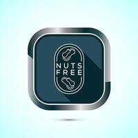 Peanuts free icon, No nuts label. Allergen free logo illustration, Gray Shadow Button Design vector