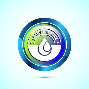 Trans fat free icon design illustration, Zero trans fat icon for healthy concept, Glossy Round Button Design vector